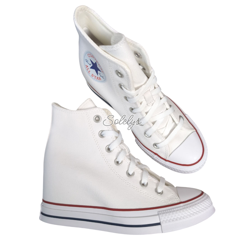 Converse Chuck Taylor All Star Hidden Wedge Platform White Sneaker 10 NEW